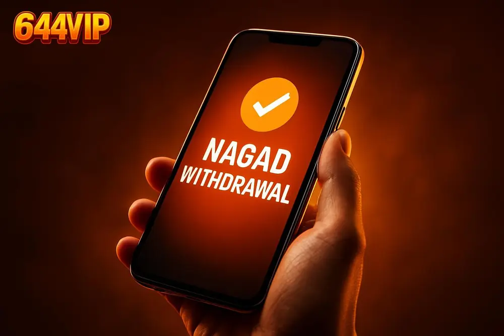 644VIP Nagad Withdrawal — a hand holding a phone showing a successful money transfer notification
